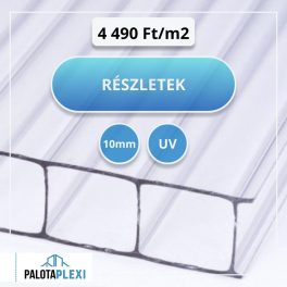 Víztiszta | 10mm | UV védett | Légkamrás Polikarbonát