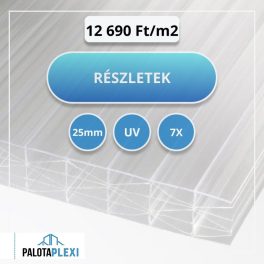   Víztiszta | 25 mm |  UV védett | Erősített | Légkamrás Polikarbonát